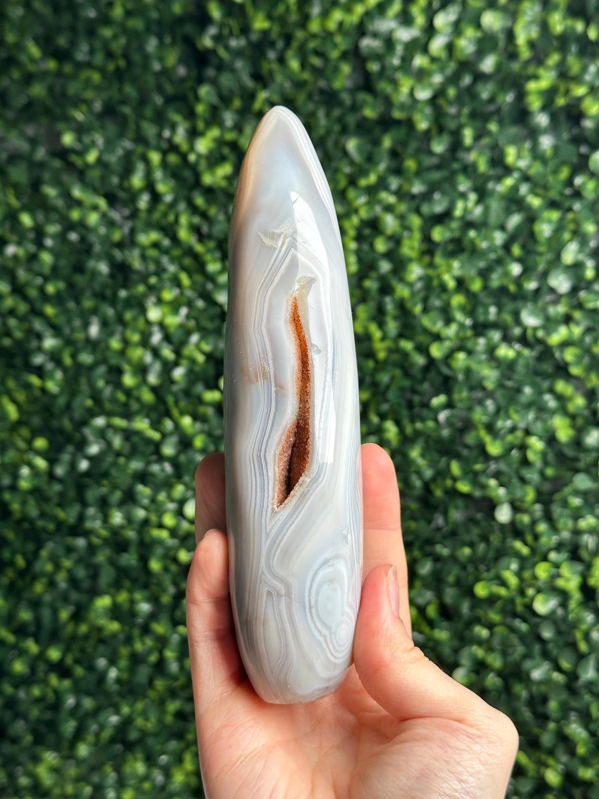 Banded Agate Freeform | Natural Layered Agate Crystal | Striped Pattern Mineral Specimen | Polished Stone Display | Crystal Collector Gift