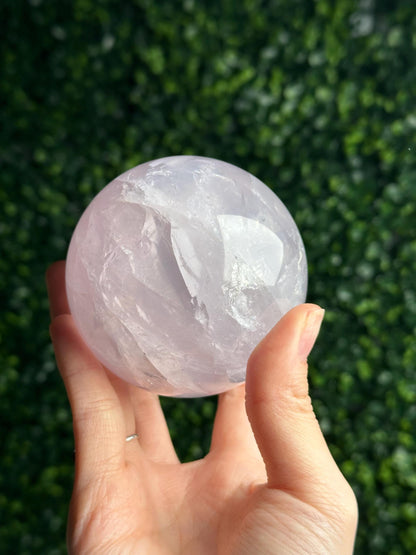 Periwinkle Rose Quartz Sphere | Natural Lavender Blue Pink Quartz Crystal Ball | Pastel Gemstone Decor, Collector Piece & Gift Idea