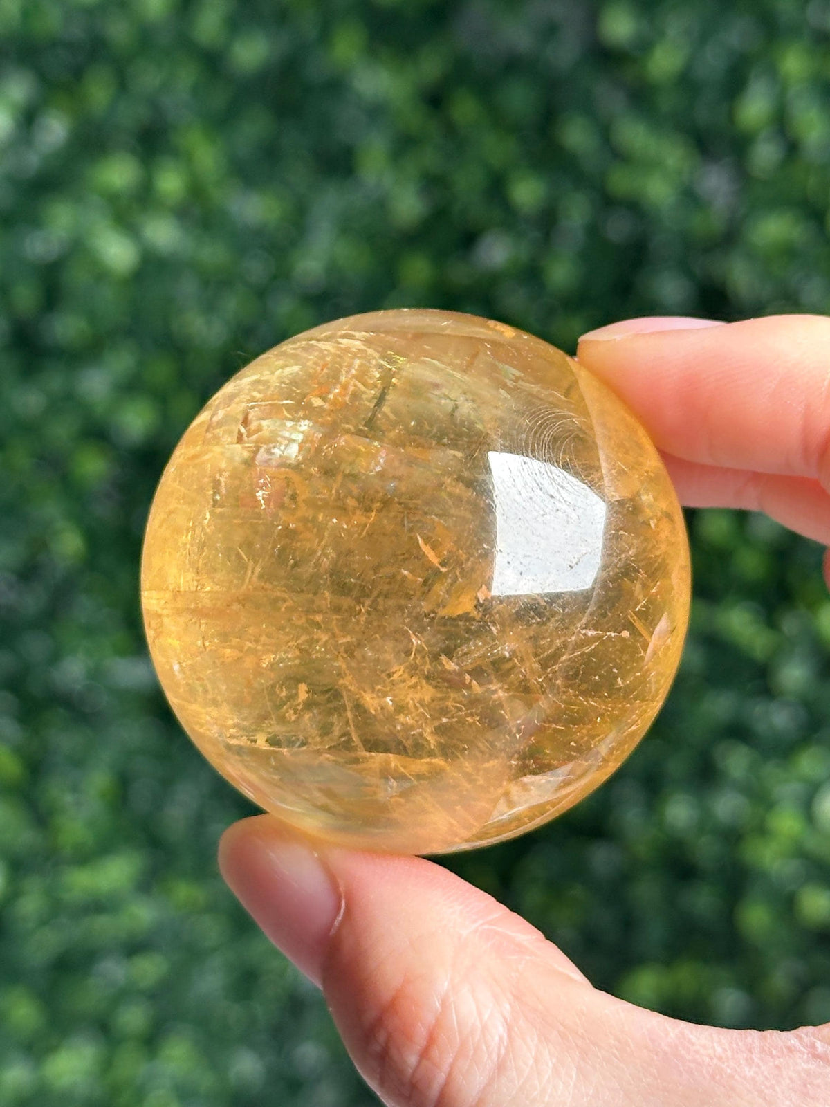 HQ Optical Honey Calcite Sphere - Crystal Healing Ball, Solar Plexus Chakra Stone, Yellow Gemstone Decor, Energy Focus Meditation Tool