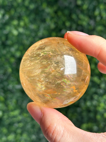HQ Optical Honey Calcite Sphere - Crystal Healing Ball, Solar Plexus Chakra Stone, Yellow Gemstone Decor, Energy Focus Meditation Tool