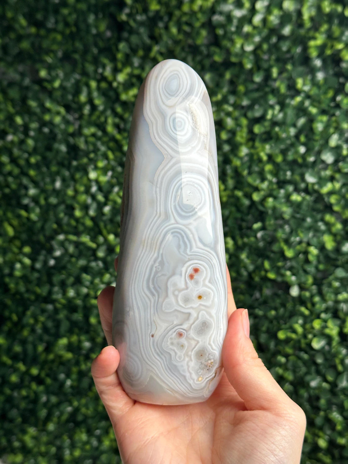 Banded Agate Freeform | Natural Layered Agate Crystal | Striped Pattern Mineral Specimen | Polished Stone Display | Crystal Collector Gift