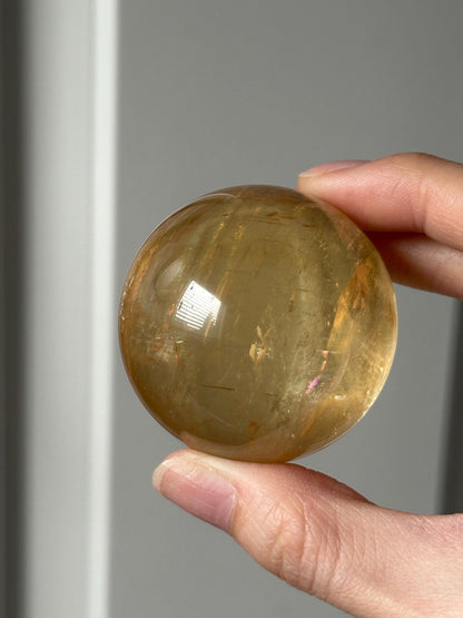 HQ Optical Honey Calcite Sphere - Crystal Healing Ball, Solar Plexus Chakra Stone, Yellow Gemstone Decor, Energy Focus Meditation Tool