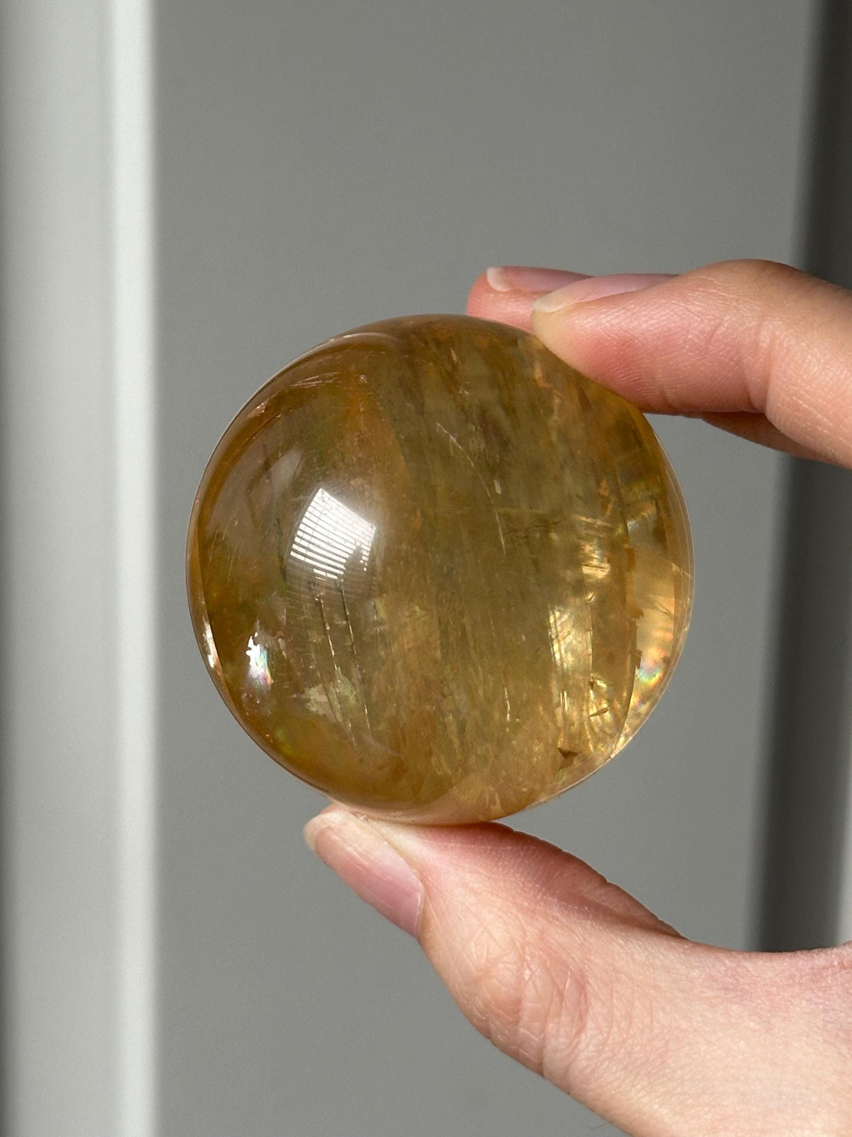HQ Optical Honey Calcite Sphere - Crystal Healing Ball, Solar Plexus Chakra Stone, Yellow Gemstone Decor, Energy Focus Meditation Tool