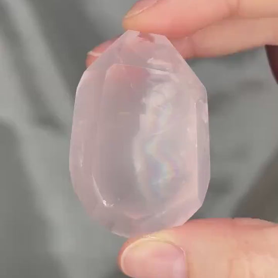 Rose Quartz Gusher Gem | Polished Pink Quartz Gemstone | Smooth Freeform Gusher Shape Mineral Specimen for Collectors & Display