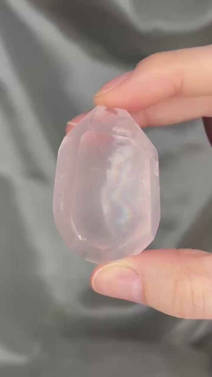 Rose Quartz Gusher Gem | Polished Pink Quartz Gemstone | Smooth Freeform Gusher Shape Mineral Specimen for Collectors & Display