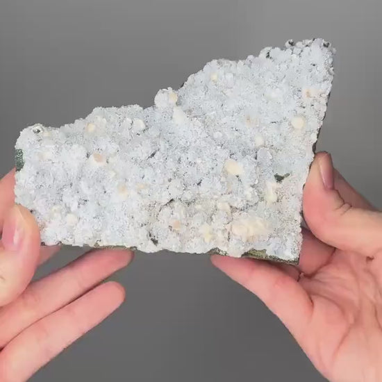 Blue Chalcedony with Okenite | Soft Energy Crystal for Inner Peace and Clarity | Natural Mineral Formation for Display, or Gift