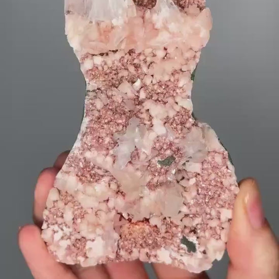 Green Apophyllite on Crystallized Heulandite with Peach Stilbite | Natural Zeolite Cluster | Unique Crystal Formation for Display