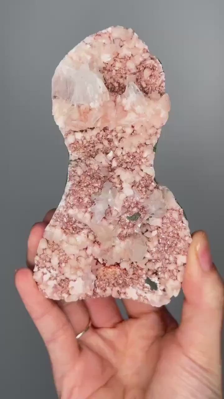 Green Apophyllite on Crystallized Heulandite with Peach Stilbite | Natural Zeolite Cluster | Unique Crystal Formation for Display