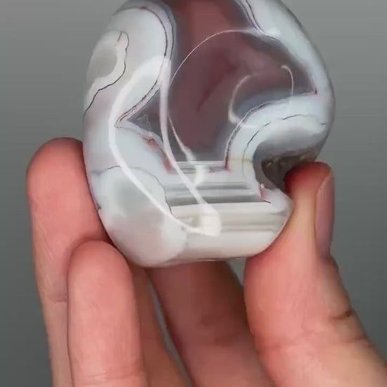 Swazi Agate Polished Nodule | Bold Red and White Banded Agate from Mozambique | Unique Collector Stone or Decorative Display Piece