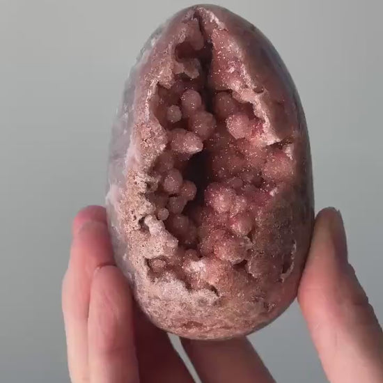 Pink Amethyst Egg with Druzy Bubbles | Sparkling Crystal for Love & Heart Energy | Unique Display or Gift for Crystal Lovers