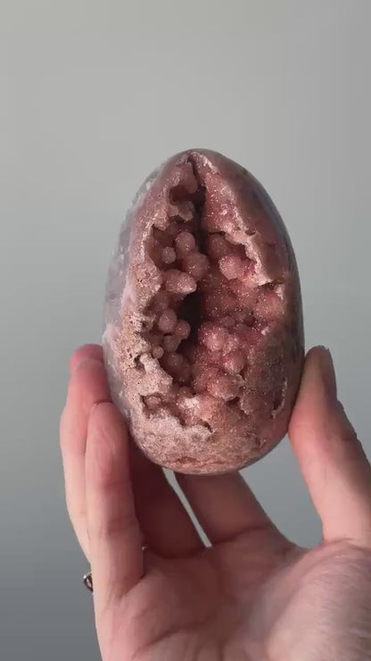 Pink Amethyst Egg with Druzy Bubbles | Sparkling Crystal for Love & Heart Energy | Unique Display or Gift for Crystal Lovers