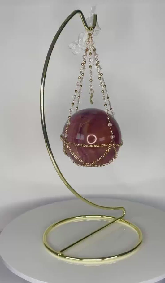 Crystal Sphere Holder Hammock | Elegant Display Stand in Silver, Gold, or Rose Gold | Showcase Orbs & Spheres | Home Decor for Collectors