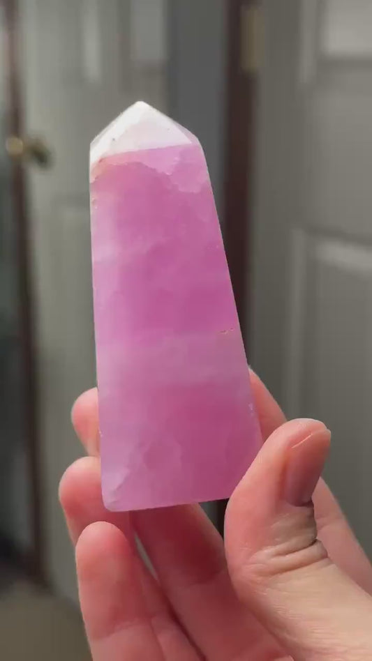 Pink Aragonite Tower | Natural Pink Aragonite Crystal Point | Polished Mineral Specimen for Collectors Display Decor Accent