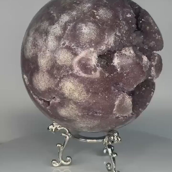 Maroon Pink Amethyst Sphere – Natural Crystal Ball, Polished Gemstone Decor, Calming Energy Stone, Unique Gift for Home or Office