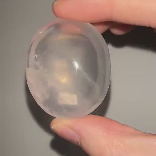 HQ Rose Girasol Quartz Palm Stone with Asterism Star | Natural Pink Quartz Hand Stone | Polished Mineral Specimen for Collectors & Display