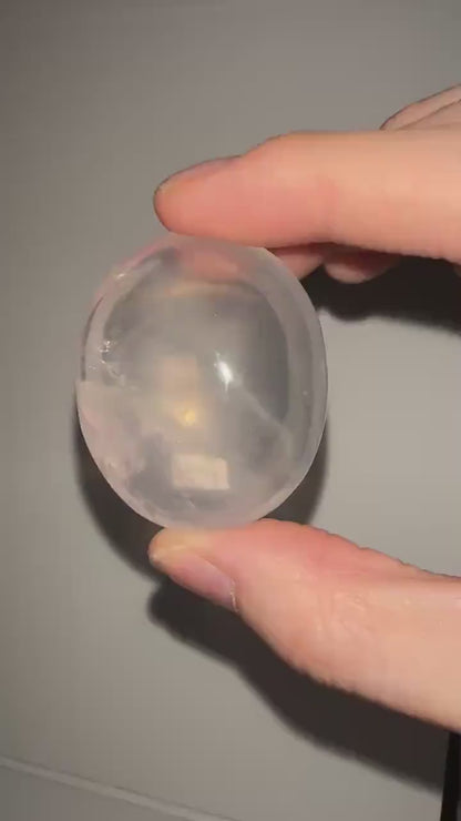 HQ Rose Girasol Quartz Palm Stone with Asterism Star | Natural Pink Quartz Hand Stone | Polished Mineral Specimen for Collectors & Display