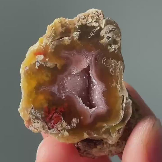 Mini Laguna Agate with Pink Druzy and Moss Inclusions | Banded Agate Crystal for Grounding, Balance, and Calm | Unique Display Gift Stone