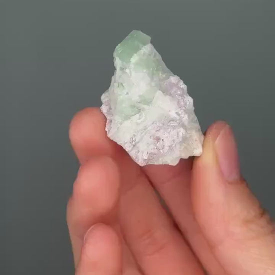 Green Tourmaline & Lepidolite on Feldspar Matrix | Natural Crystal for Calm, Balance and Display | Unique Collector Mineral Piece