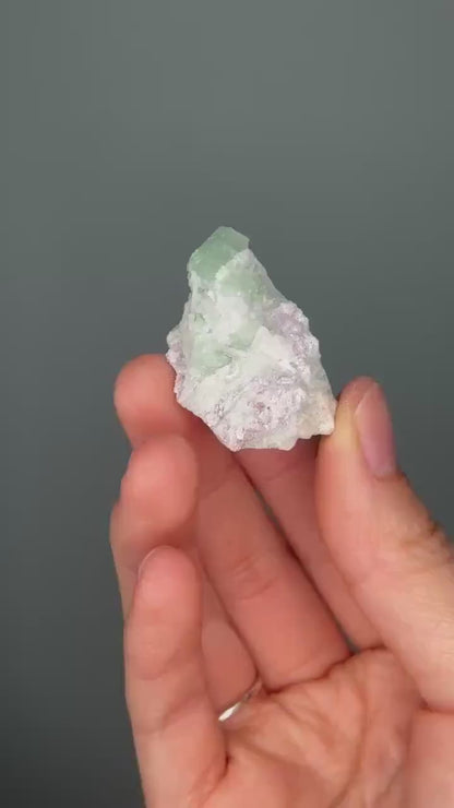 Green Tourmaline & Lepidolite on Feldspar Matrix | Natural Crystal for Calm, Balance and Display | Unique Collector Mineral Piece