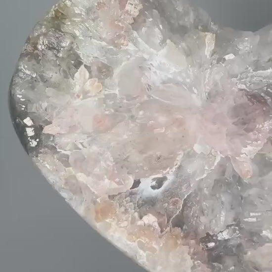 Rainbow Amethyst Flower Heart on Stand | Sparkling Crystal for Joy, Balance, and Energy | Unique Display Piece or Gift for Crystal Lovers