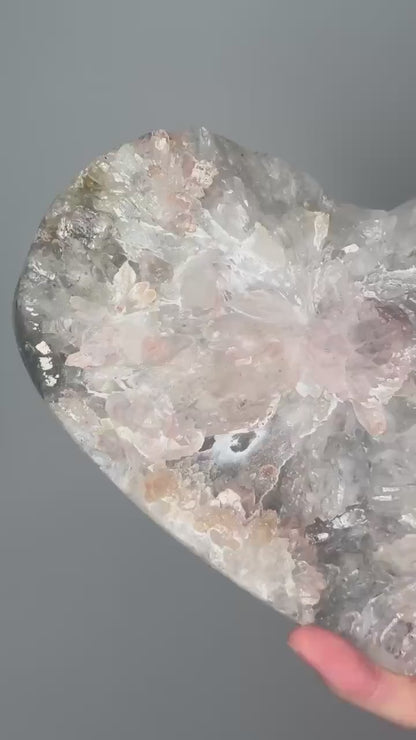 Rainbow Amethyst Flower Heart on Stand | Sparkling Crystal for Joy, Balance, and Energy | Unique Display Piece or Gift for Crystal Lovers