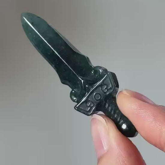 Blue Water Jade Sword – YOU PICK! Carved Crystal Blade, Gemstone Replica, Fantasy Decor, Spiritual Energy Tool, Unique Gift for Collectors