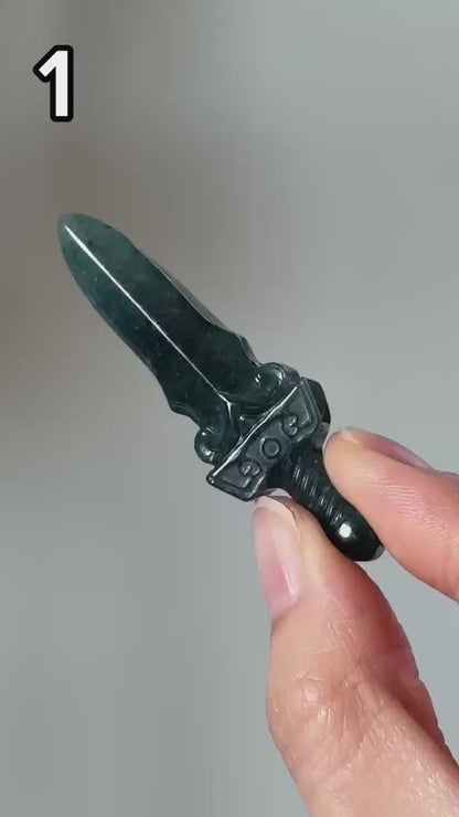 Blue Water Jade Sword – YOU PICK! Carved Crystal Blade, Gemstone Replica, Fantasy Decor, Spiritual Energy Tool, Unique Gift for Collectors