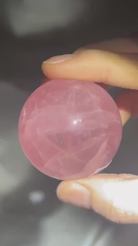 Rose Quartz Sphere – Polished Pink Crystal Orb of Love, Gentle Heart Chakra Stone, Decor, Meditation, or Gift Display