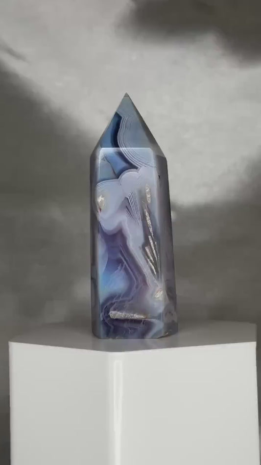 Dyed Jelly Agate Tower | Color Enhanced Agate Crystal Point | Polished Standing Agate Mineral Specimen for Display, Decor & Collectors
