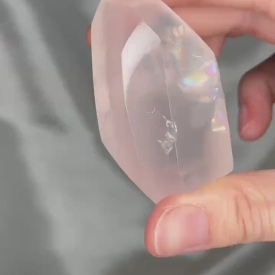 Rose Quartz Gusher Gem | Polished Pink Quartz Gemstone | Smooth Freeform Gusher Shape Mineral Specimen for Collectors & Display