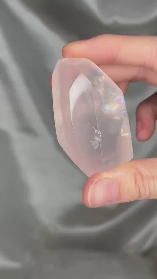 Rose Quartz Gusher Gem | Polished Pink Quartz Gemstone | Smooth Freeform Gusher Shape Mineral Specimen for Collectors & Display