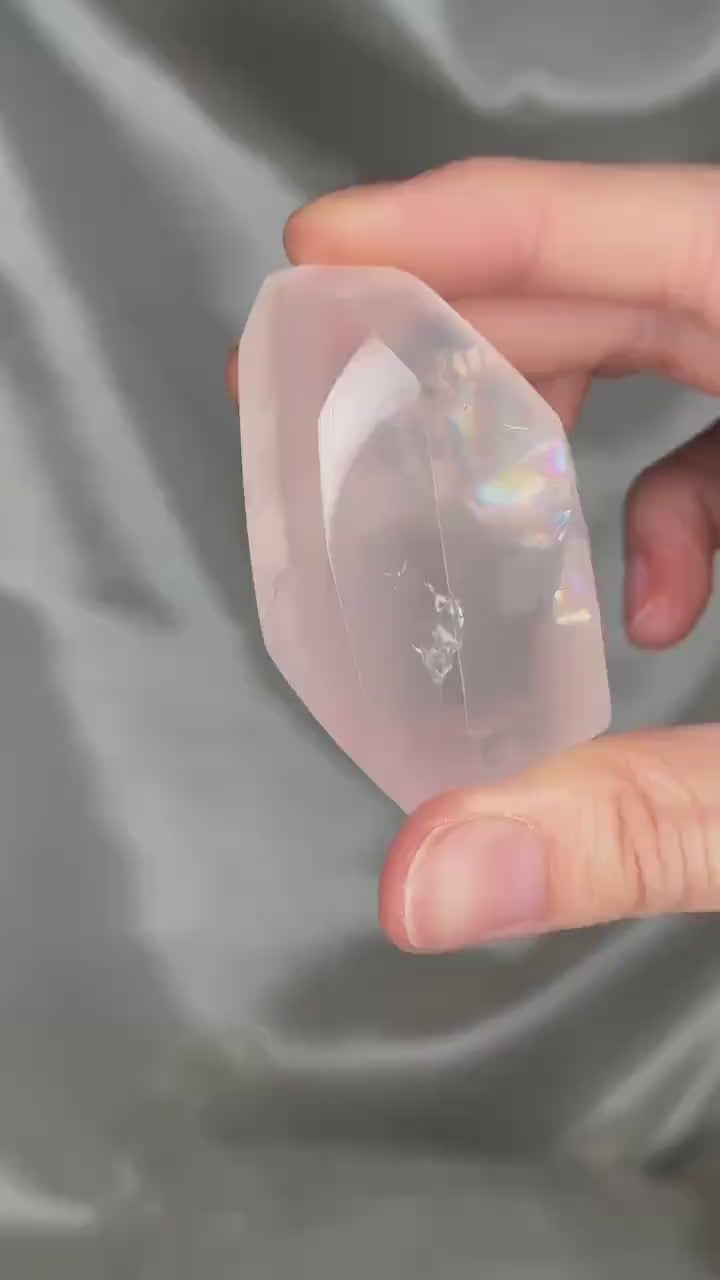 Rose Quartz Gusher Gem | Polished Pink Quartz Gemstone | Smooth Freeform Gusher Shape Mineral Specimen for Collectors & Display