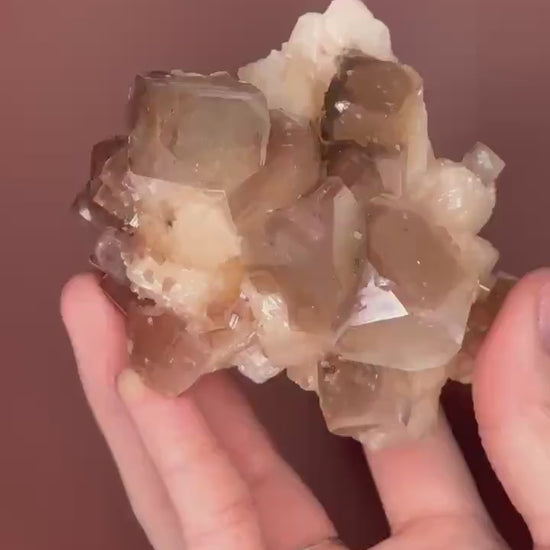 Cubic Red & Green Apophyllite on Stilbite | Natural Zeolite Cluster | Unique Crystal Formation | Mineral Specimen for Display