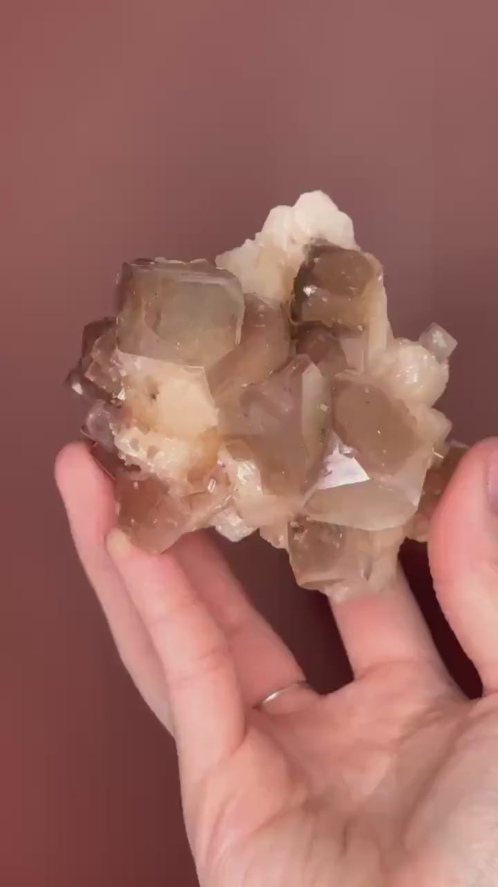Cubic Red & Green Apophyllite on Stilbite | Natural Zeolite Cluster | Unique Crystal Formation | Mineral Specimen for Display