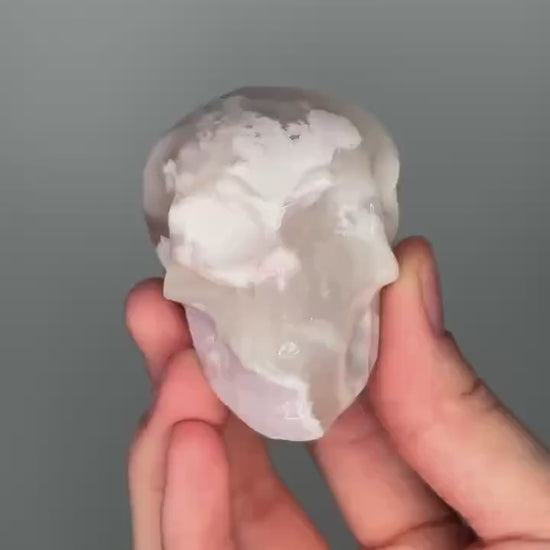 Druzy Flower Agate Skull | Crystal for Growth, Self-Confidence, and New Beginnings | Sparkling Stone | Unique Crystal Decor