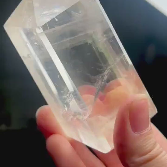Optical Calcite Tower | Natural Clear Calcite Crystal Point | Polished Standing Iceland Spar Mineral Specimen for Collectors Display Decor