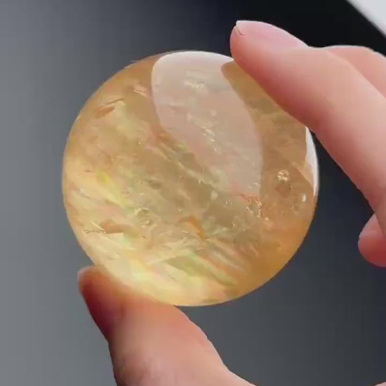 HQ Optical Honey Calcite Sphere - Crystal Healing Ball, Solar Plexus Chakra Stone, Yellow Gemstone Decor, Energy Focus Meditation Tool