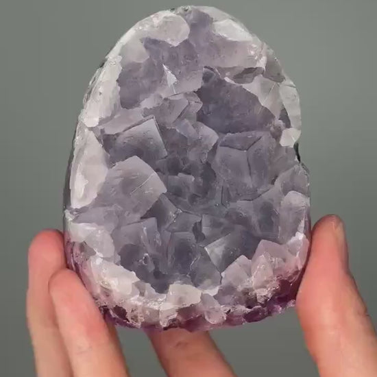 Amethyst Cut Base with Calcite Growth | Natural Crystal Formation for Spiritual Clarity & Display | Unique Collector Decor Piece