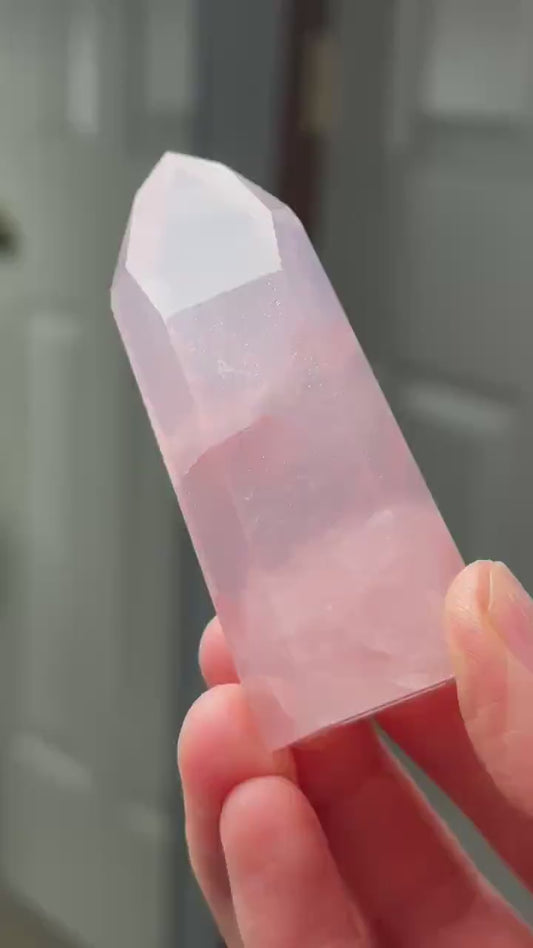 Rose Quartz Towers | Brazil | Natural Pink Crystal Point | Raw Standing Rose Quartz for Decor, Energy Work & Crystal Collectors