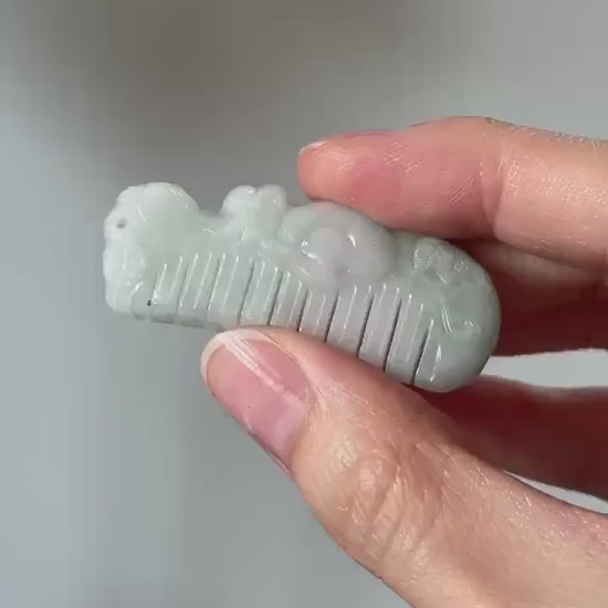 Mini Jade Comb with Mouse Predrilled Pendant – YOU PICK! Carved Gemstone Hair Comb, Unique Crystal Accessory, Symbolic Prosperity Gift