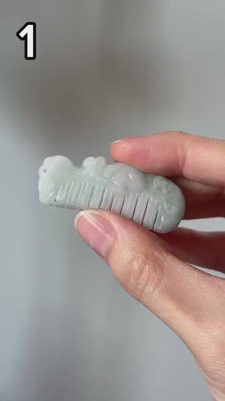 Mini Jade Comb with Mouse Predrilled Pendant – YOU PICK! Carved Gemstone Hair Comb, Unique Crystal Accessory, Symbolic Prosperity Gift