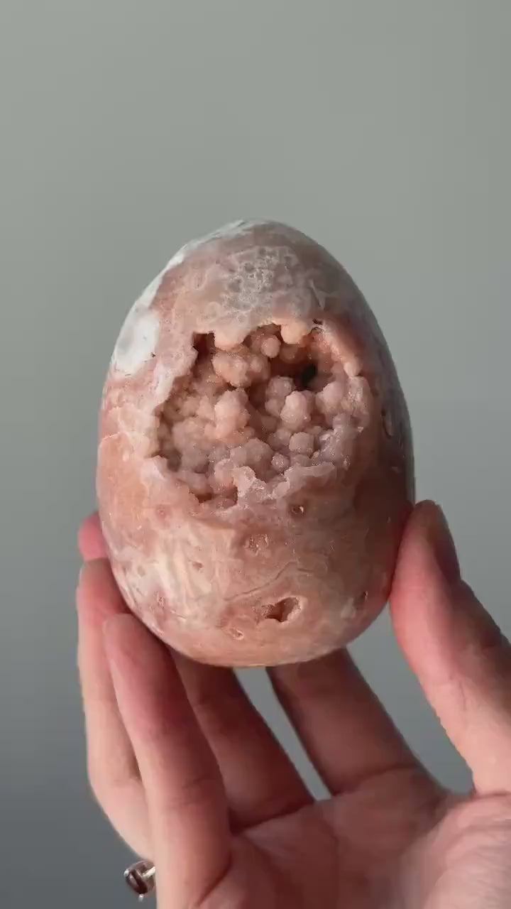 Pink Amethyst Egg with Druzy Bubbles | Sparkling Crystal for Love, Healing & Heart Energy | Unique Display or Gift for Crystal Lovers
