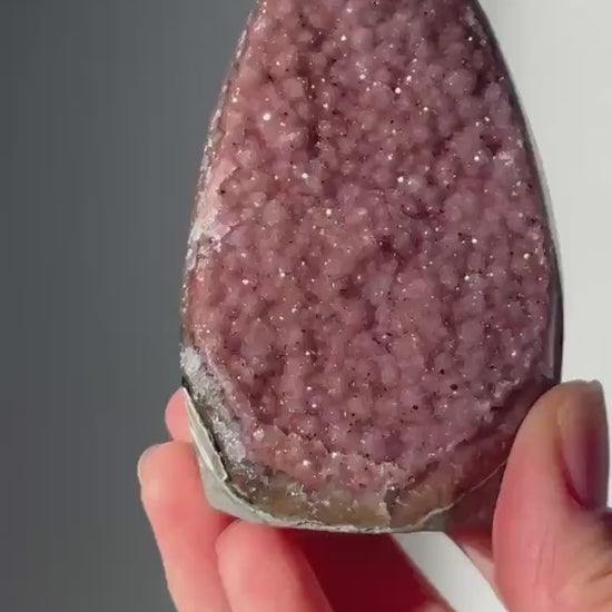 Cute Pink Amethyst Cutbase | Natural Crystal Cluster | Soft Pink Amethyst Gemstone | Polished Display Piece for Home Decor