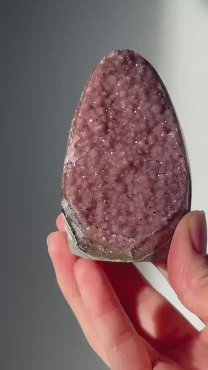 Cute Pink Amethyst Cutbase | Natural Crystal Cluster | Soft Pink Amethyst Gemstone | Polished Display Piece for Home Decor