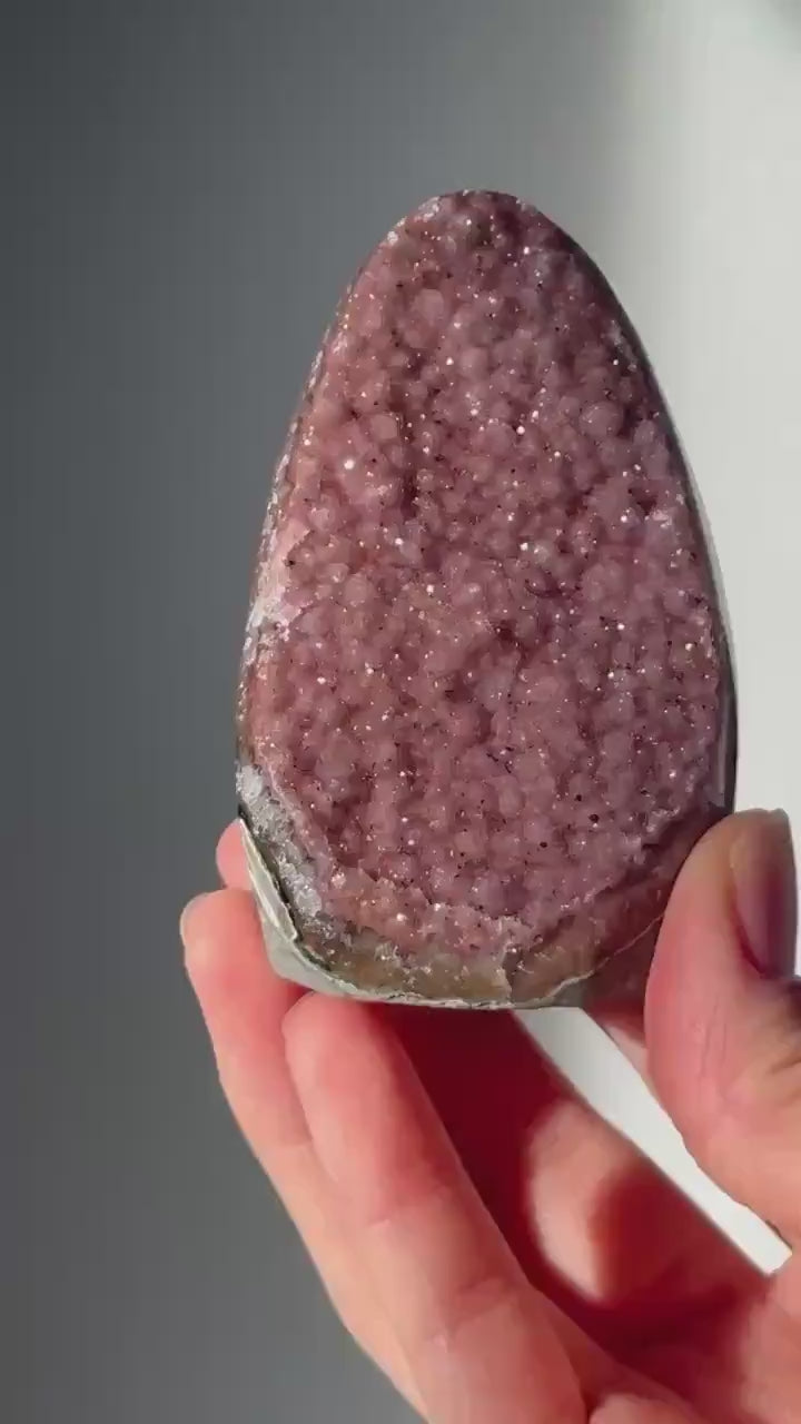 Cute Pink Amethyst Cutbase | Natural Crystal Cluster | Soft Pink Amethyst Gemstone | Polished Display Piece for Home Decor