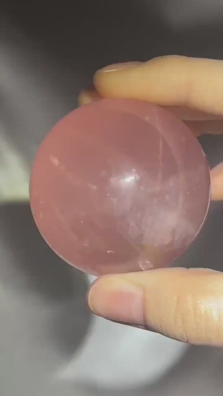 Rose Quartz Sphere – Polished Pink Crystal Orb of Love, Gentle Heart Chakra Stone, Decor, Meditation, or Gift Display