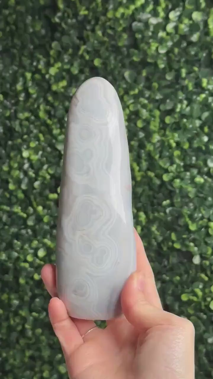 Banded Agate Freeform | Natural Layered Agate Crystal | Striped Pattern Mineral Specimen | Polished Stone Display | Crystal Collector Gift