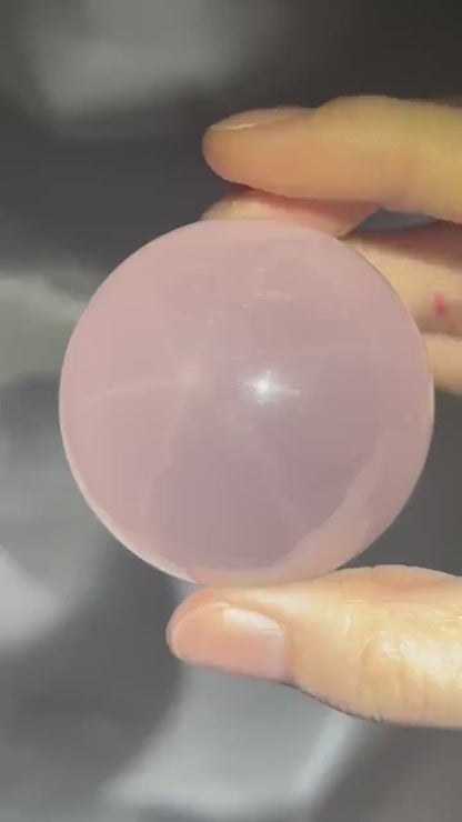Rose Quartz Sphere – Polished Pink Crystal Orb of Love, Gentle Heart Chakra Stone, Decor, Meditation, or Gift Display