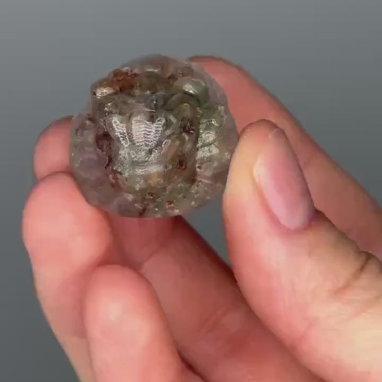 Garden Quartz Money Frog – Carved Crystal Wealth Toad, Natural Lodolite Gemstone Figurine, Feng Shui Abundance Decor, Lucky Sculpture