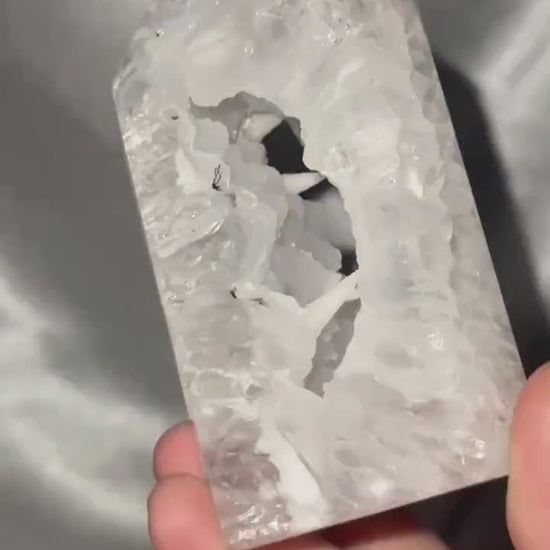 Quartz Tower with Dendritic & Iron Inclusions | Druzy Pocket with Dogtooth Calcite | Natural Inclusion Quartz Mineral Specimen